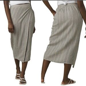 Prana Women's Polyforest Striped Midi Skirt Gray Size Medium